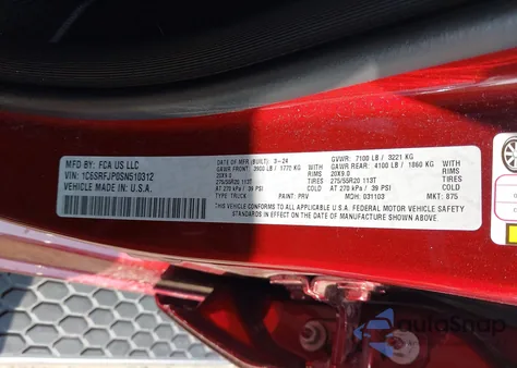 2025 Ram 1500 Laramie 4X4 5'7 Box from USA, damaged, VIN 1C6SRFJP0SN510312